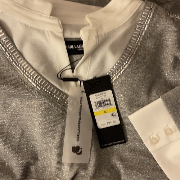 Karl Lagerfeld twofer top silver Medium - Picture 3 of 8